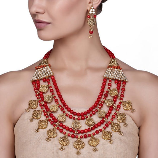 KUNDAN CORAL LAKSHMI SET