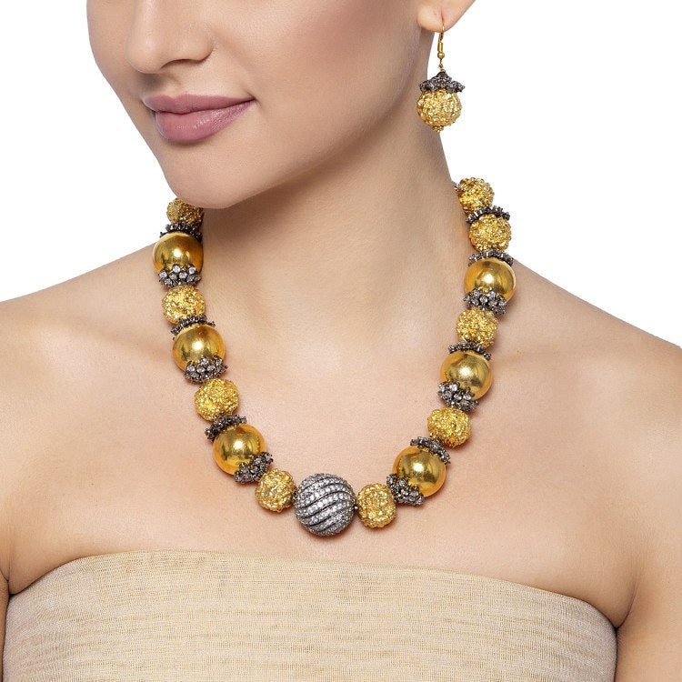GOLDEN RUDRAKSH ZIRCON SET