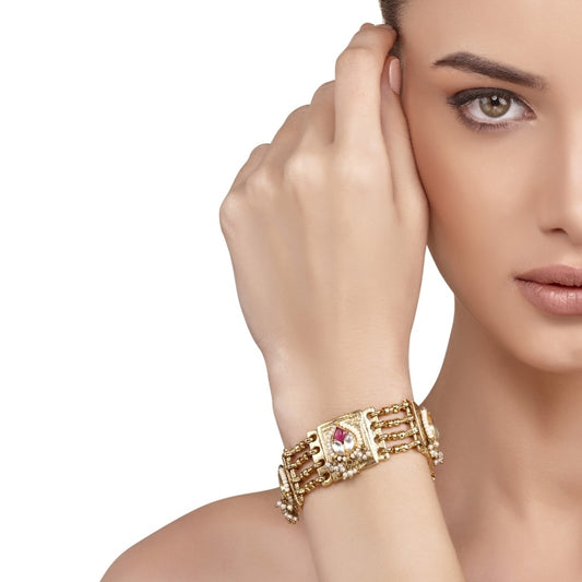 KUNDAN GOLDEN CHAIN BRACELET