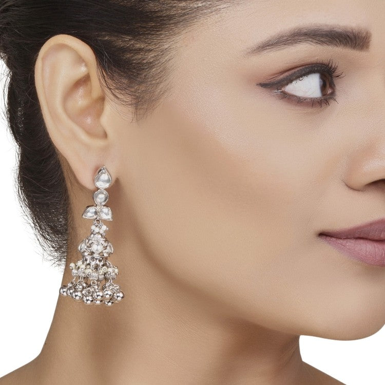 Kundan White Pearls Jhumki