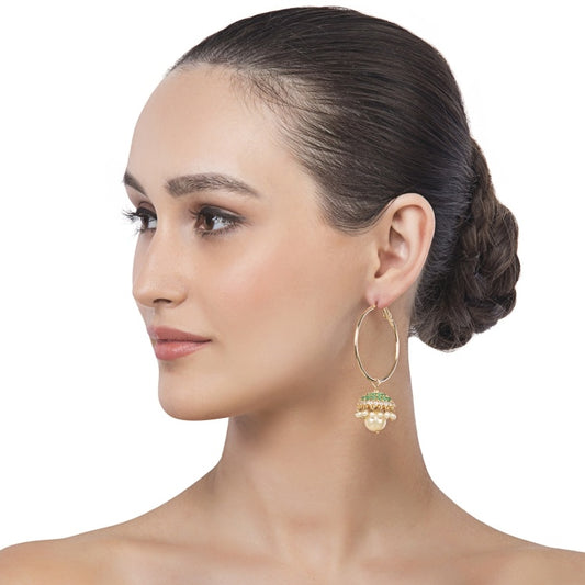 GREEN ONYZ ZIRCON JHUMKI EARRING