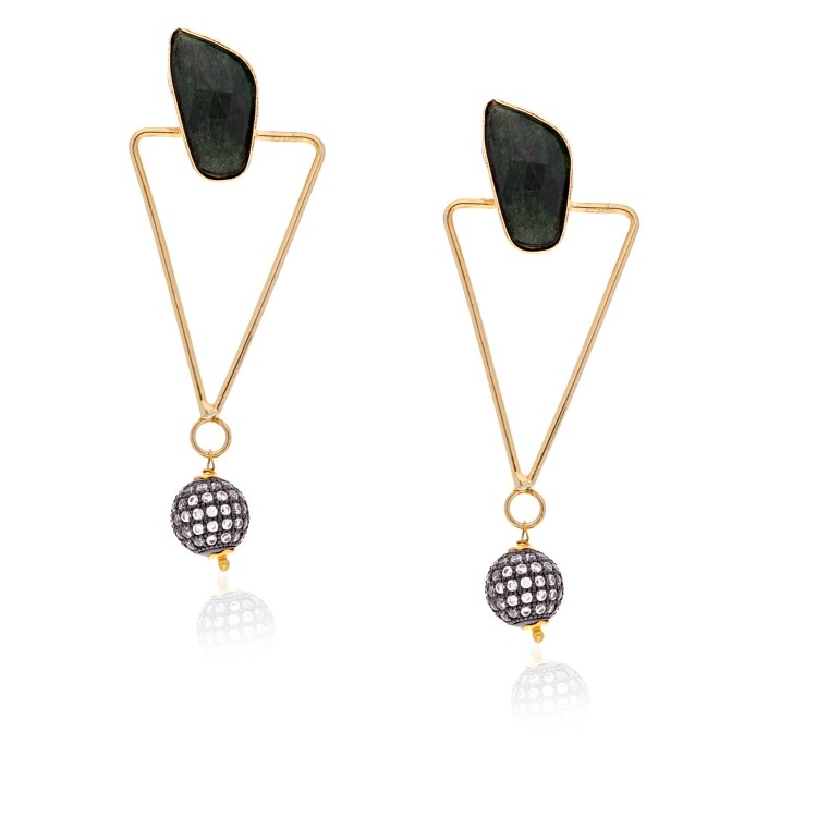 GREEN ONYX TRIANGLE EARRINGS