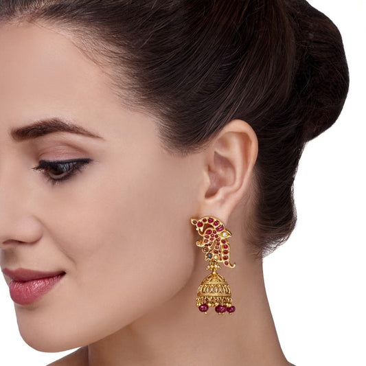 KUNDAN BIRD JHUMKI EARRINGS