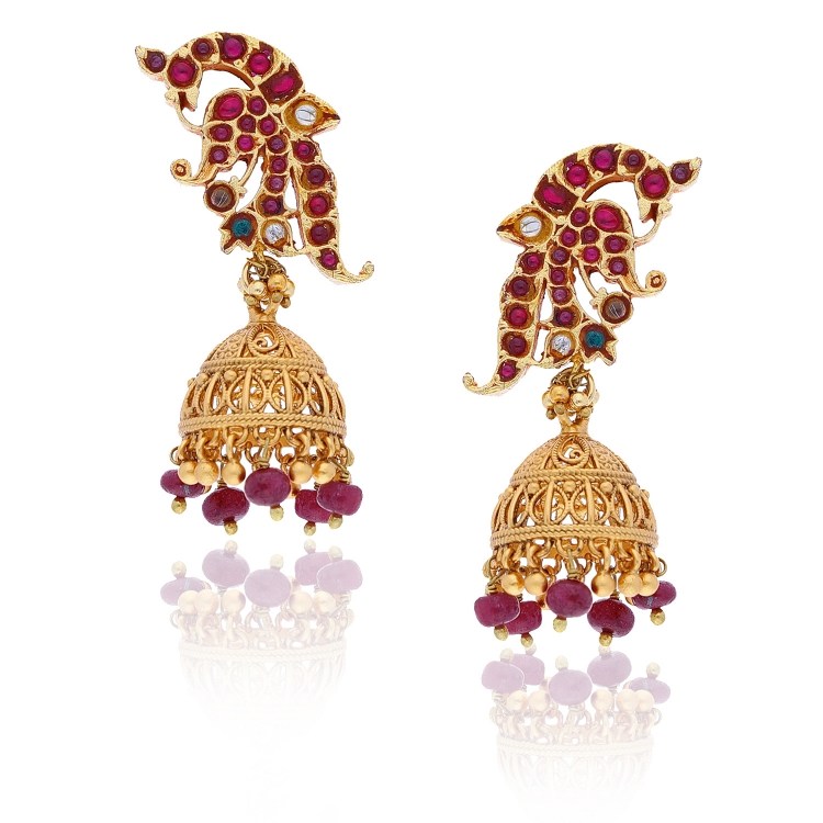 KUNDAN BIRD JHUMKI EARRINGS