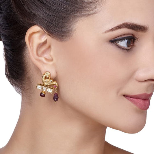 KUNDAN RUBY BIRD EARRINGS