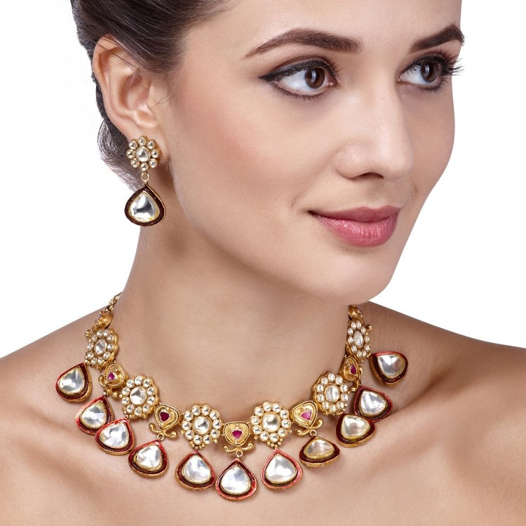 KUNDAN ENAMEL ROUND SET
