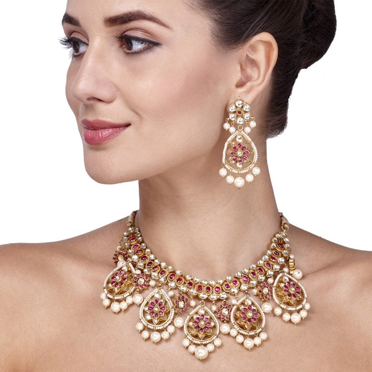 KUNDAN PEARL TEARDROP SET