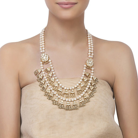 KUNDAN PEARL GHUNGROO NECKLACE