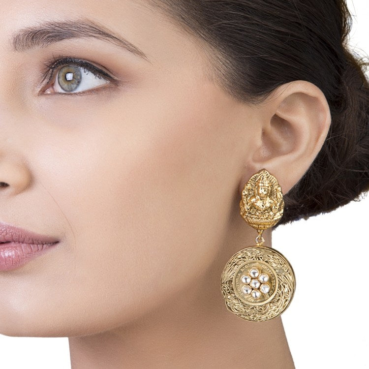 KUNDAN TEMPLE ROUND EARRINGS