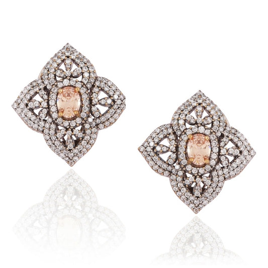 STUDDED ZIRCON SQUARE EARRINGS