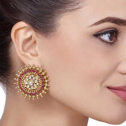 KUNDAN RUBY ROUND EARRINGS