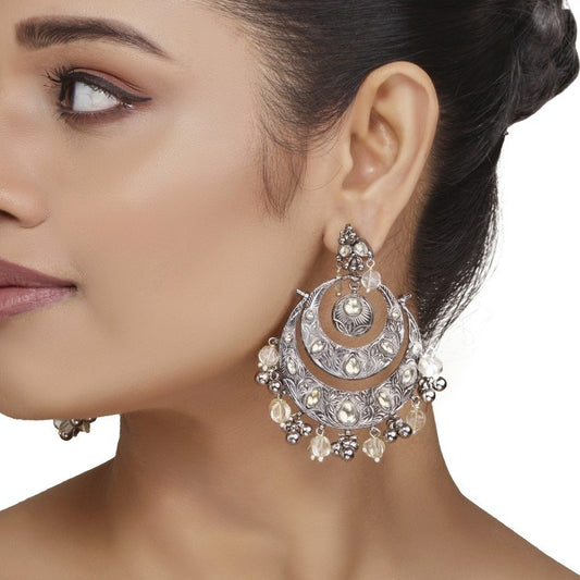 Kundan Silver Citrine Chandbali