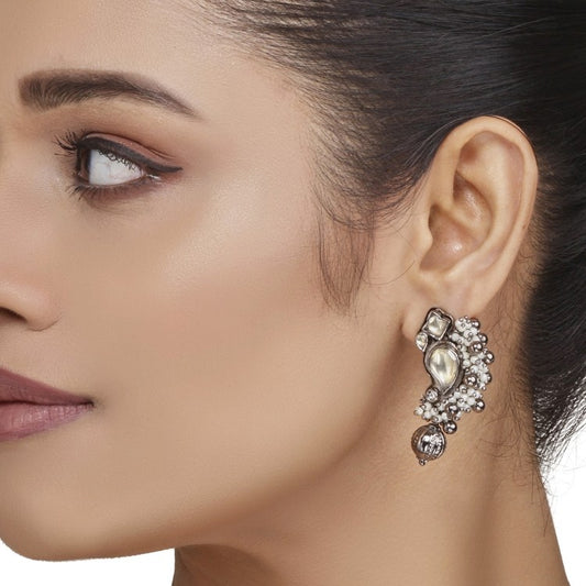Kundan Silver Ghungroo Earring