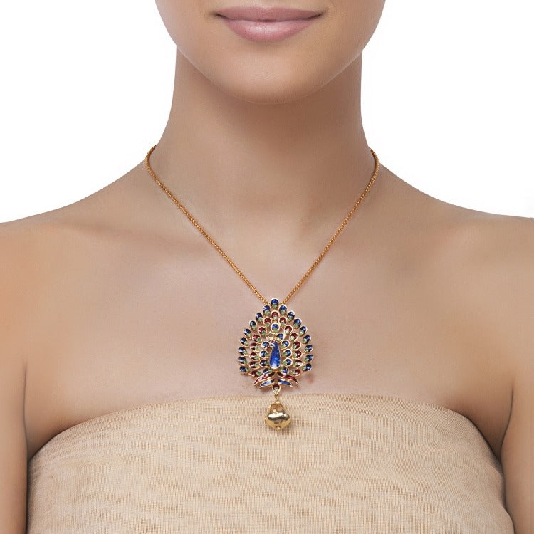ENAMELLED PEACOCK PENDANT