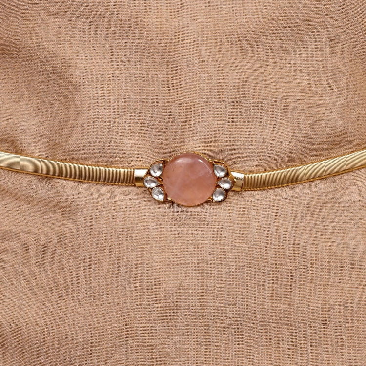 KUNDAN ROSE QUARTZ BELT