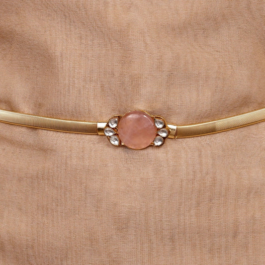 KUNDAN ROSE QUARTZ BELT