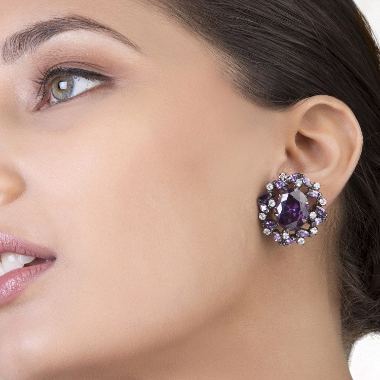 FINE AMETHYST SQUARE EARRINGS