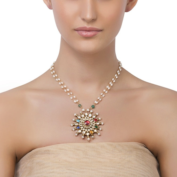 Navrattan Kundan Pendant Necklace