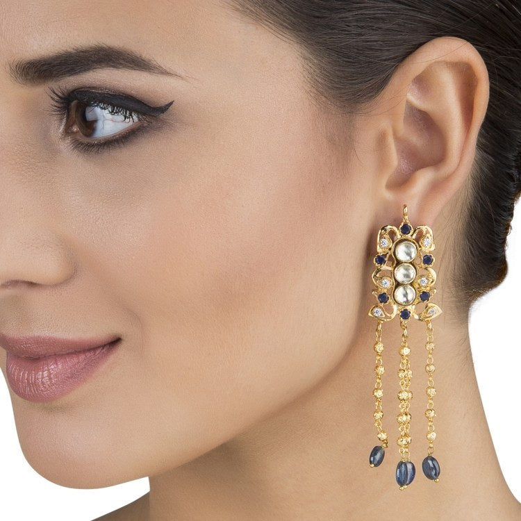 KUNDAN BLUE IOLITE DROP EARRINGS