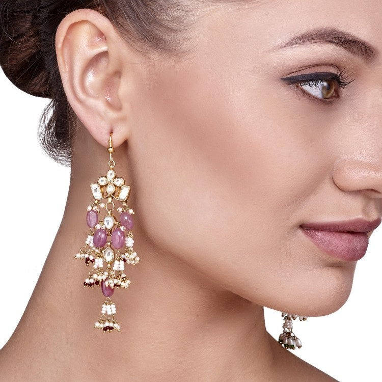 KUNDAN PEARL TOURMALINE EARRING
