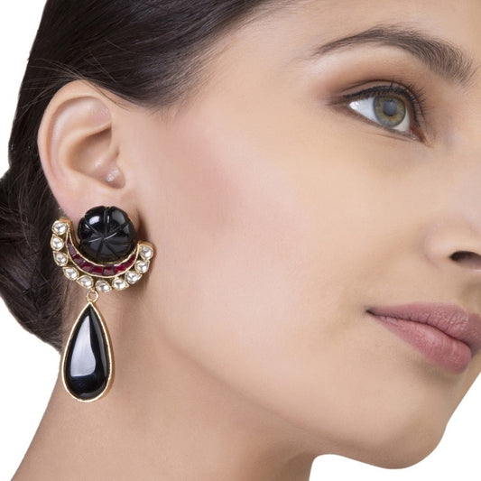 KUNDAN BLACK ONYX DROP EARRINGS