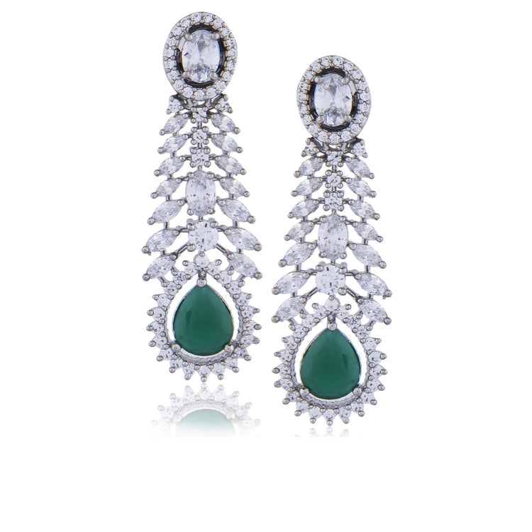 ZIRCON GREEN ONYX ROUND EARRINGS