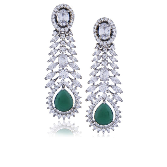 ZIRCON GREEN ONYX ROUND EARRINGS