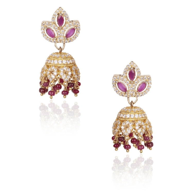STUDDED RUBY JHUMKI EARRING