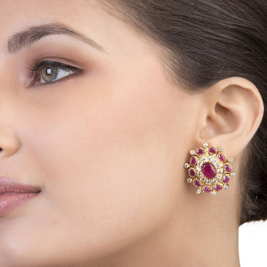 FINE RUBY ROUND EARRINGS