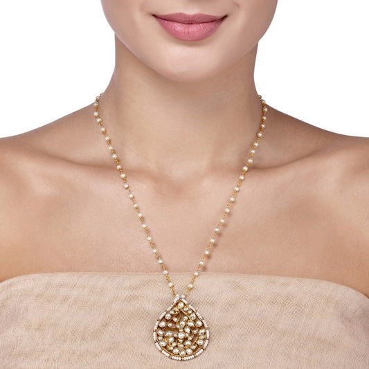 KUNDAN GOLD TEARDROP NECKLACE
