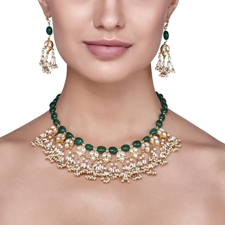 KUNDAN PEARL GREEN SET