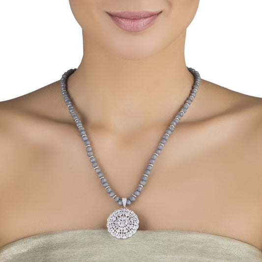 STUDDED ZIRCON ROUND NECKLACE