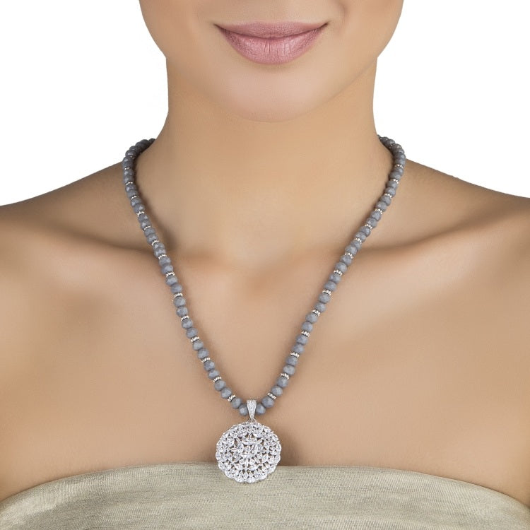 STUDDED ZIRCON ROUND NECKLACE