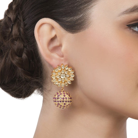 KUNDAN RUBY BALL STUD
