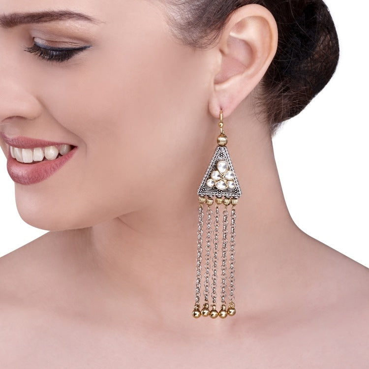 TRIBAL TRIANGLE TASSEL EARRING