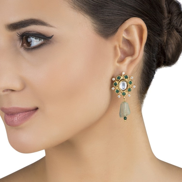 VICTORIAN KUNDAN ROUND EARRINGS