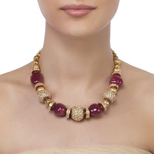 Round Ruby Bead Necklace