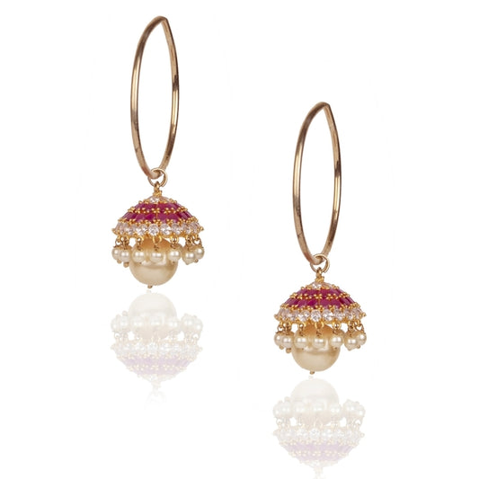 PEARL DROP RUBY JHUMKI EARRING