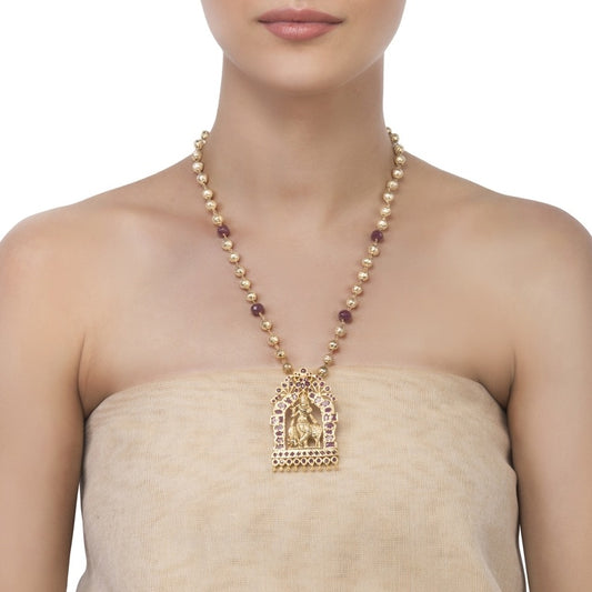 Temple Krishna Pendant Necklace