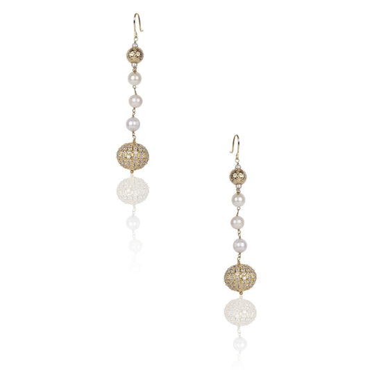 GOLEDN ZIRCON PEARL EARRING