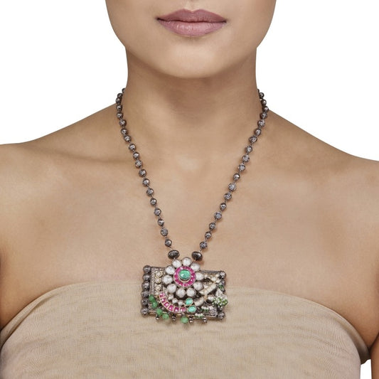 Kundan Green Drop Pendant