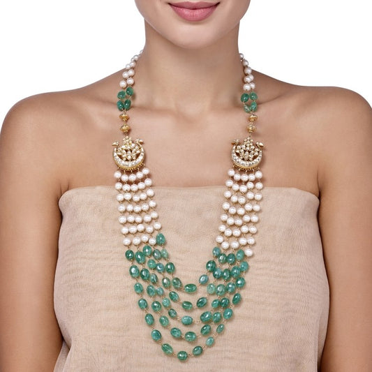 KUNDAN GREEN ONYX LONG NECKLACE