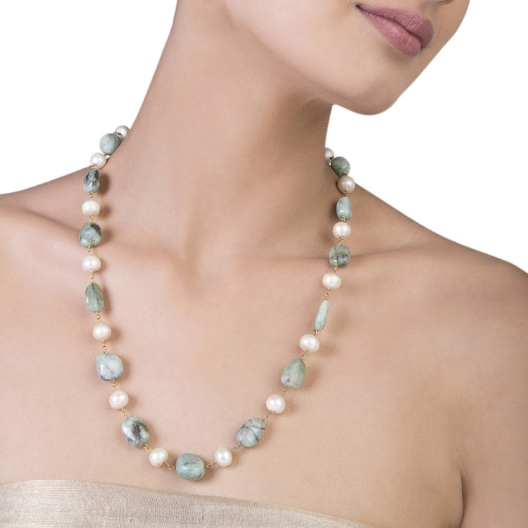 TURQUOISE PEARL LONG NECKLACE