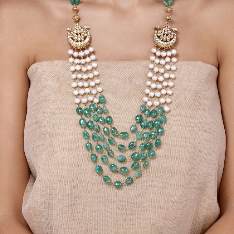 KUNDAN GREEN ONYX LONG NECKLACE