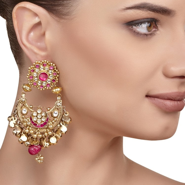 KUNDAN GHUNGROO RUBY EARRING