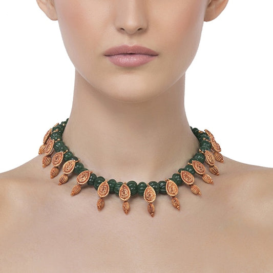 Carved Bead Onyx Necklace