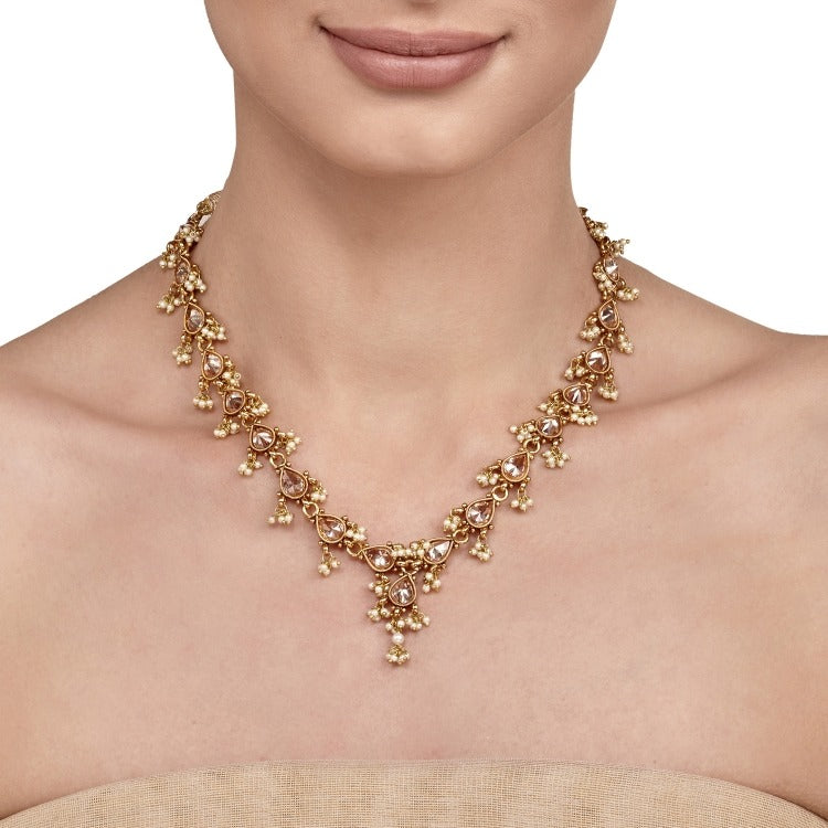 CITRINE WHITE PEARL NECKLACE