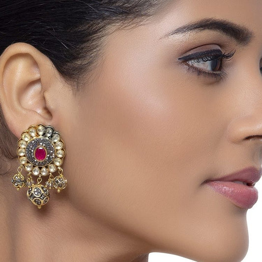 KUNDAN RUBY STUD