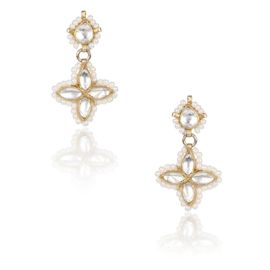 KUNDAN PEARL FLOWER EARRING
