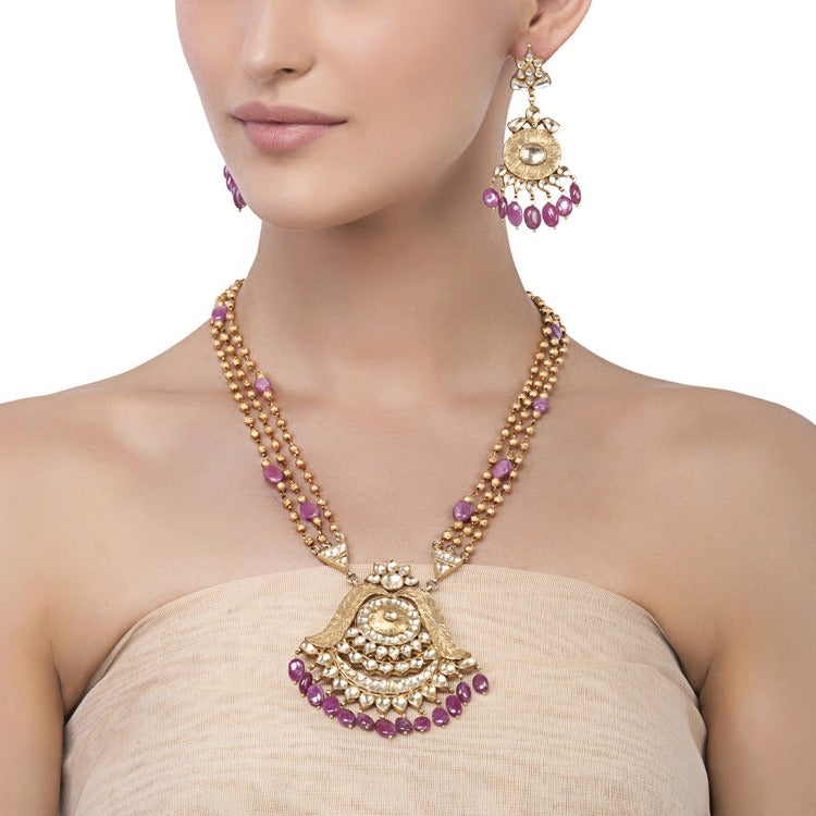 DHOLKI KUNDAN RUBY SET